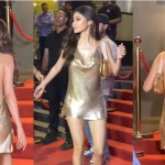 Mouni Roy Dazzles in a Sequined Gold Dress for Restaurant Inauguration